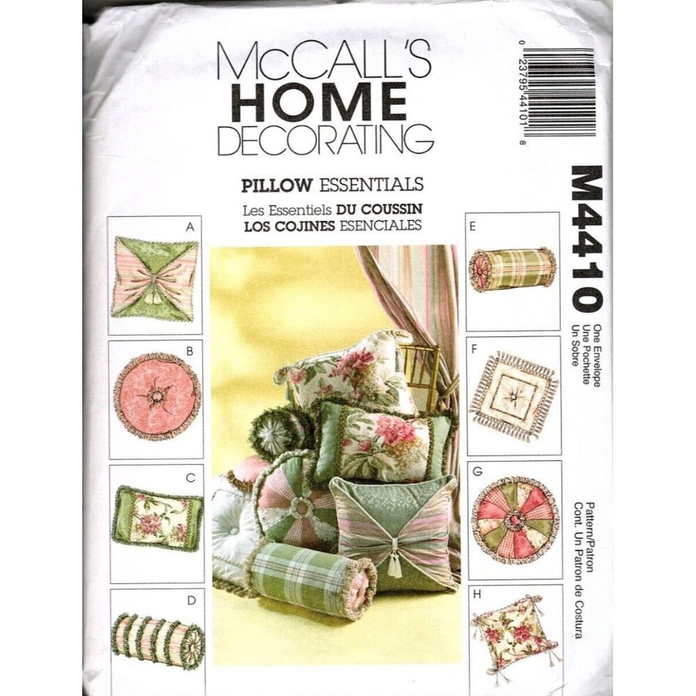McCall's Home Decorating M4410 Accent Pillows Uncut Sewing Pattern